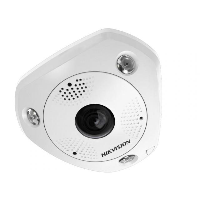 Миникупольная  IP-камера  рыбий глаз DS-2CD6362F-IVS, 6Мп,1.2мм,12V/PoE,ИК подсветка до 15м, объектив Fish Eye,встроенный микрофон.