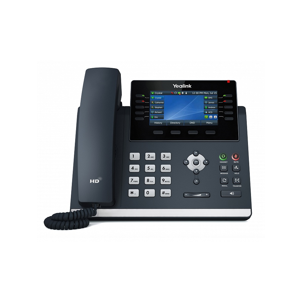SIP-телефон Yealink SIP-T46U, цветной экран, 2 порта USB, 16 аккаунтов, BLF,  PoE, GigE, без БП