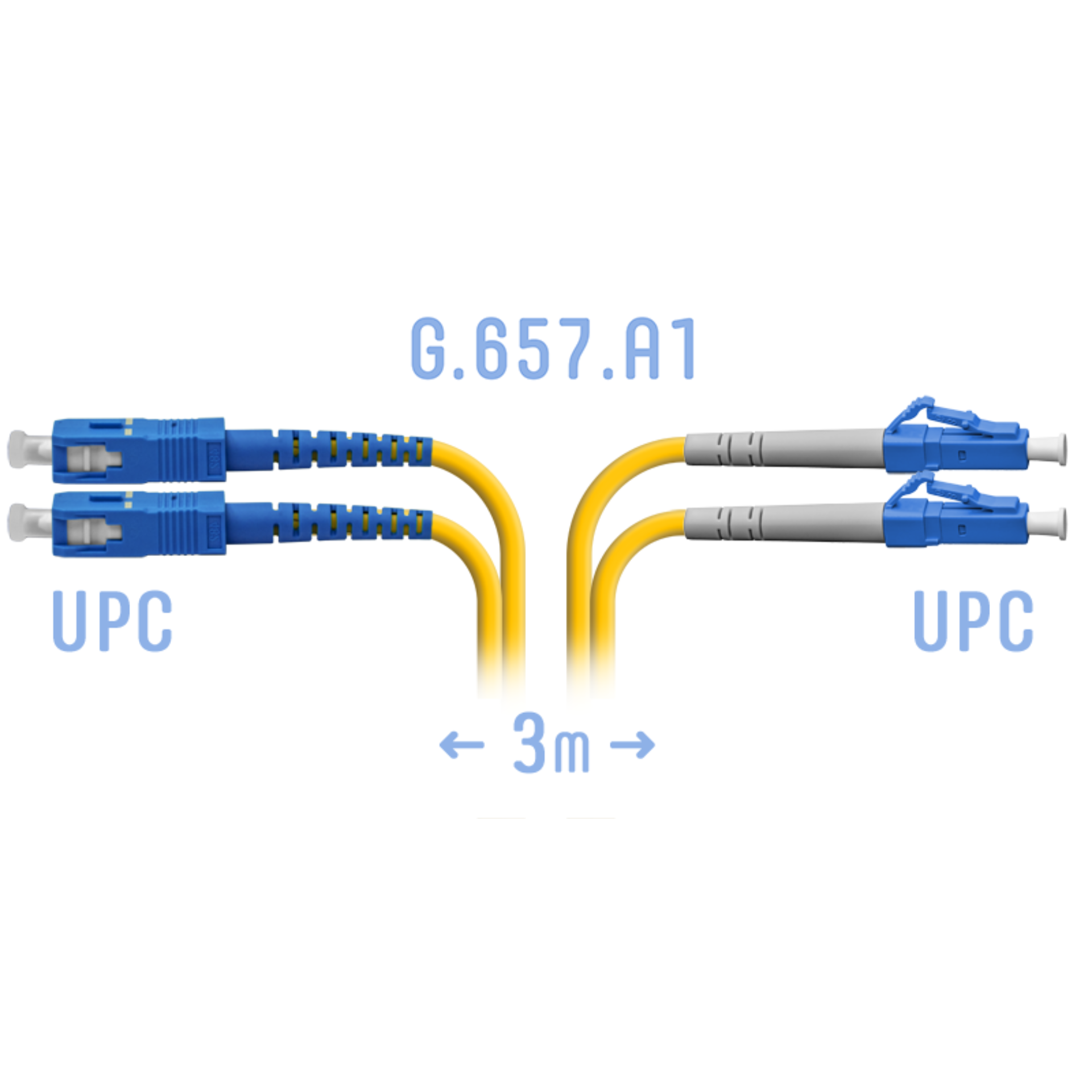 Патчкорд оптический LC/UPC-SC/UPC SM G.657.A1 Duplex 3 метра
