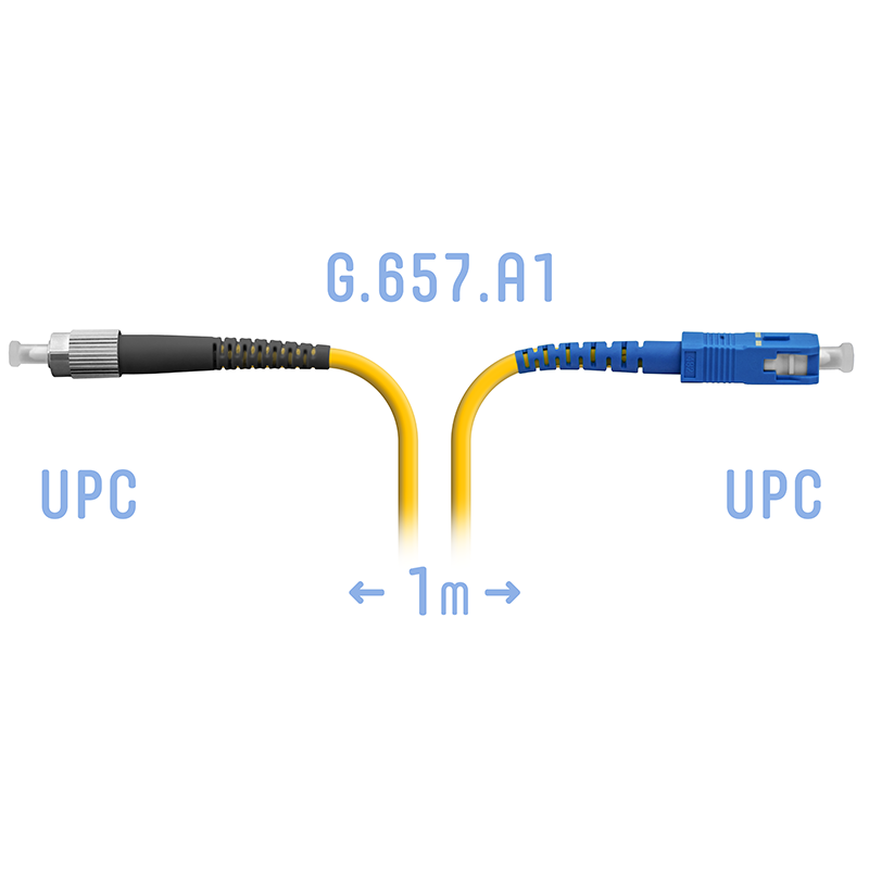 Патчкорд оптический SNR-PC-FC/UPC-SC/UPC-A SM 1 м, сверхгибкое волокно