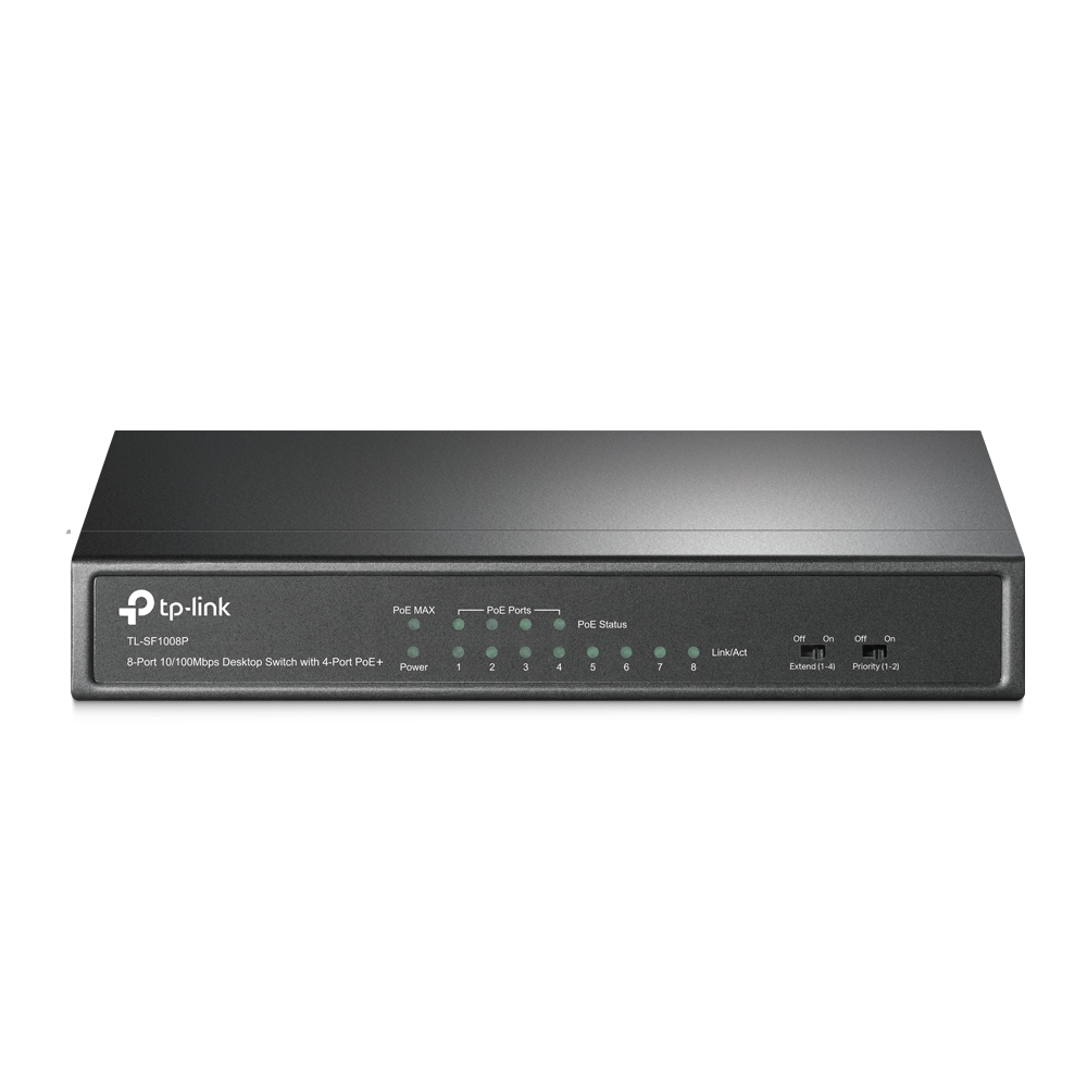 8-портовый настольный 10/100 Мбит/с коммутатор TP-Link TL-SF1008P с 4 портами PoE+