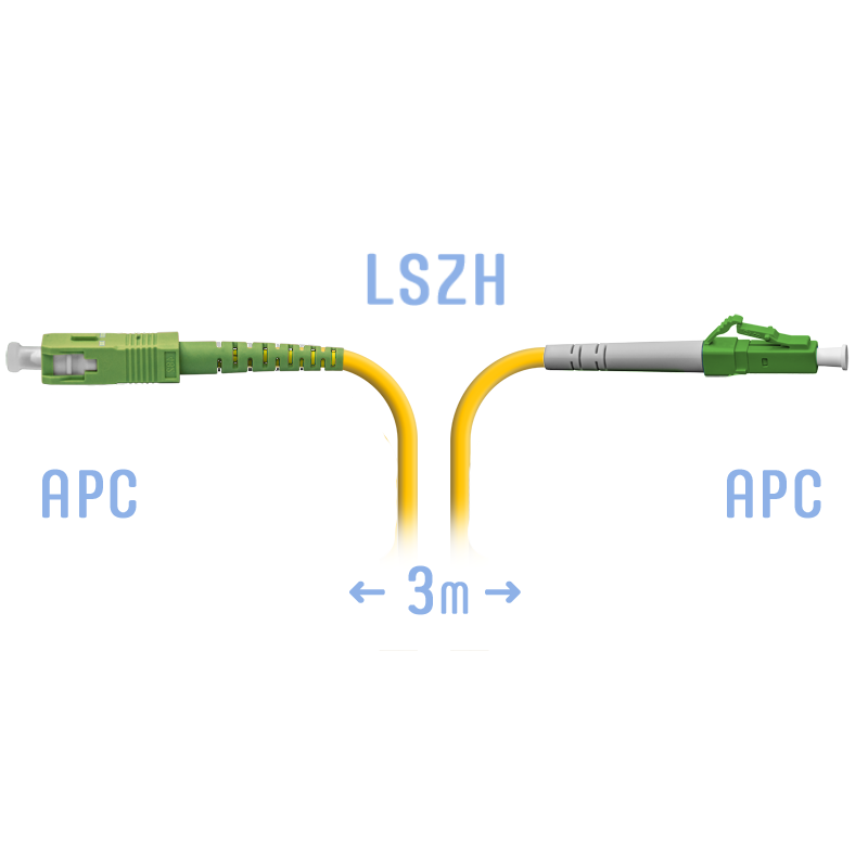 Патчкорд оптический LC/APC-SC/APC SM 3 метра, 2мм