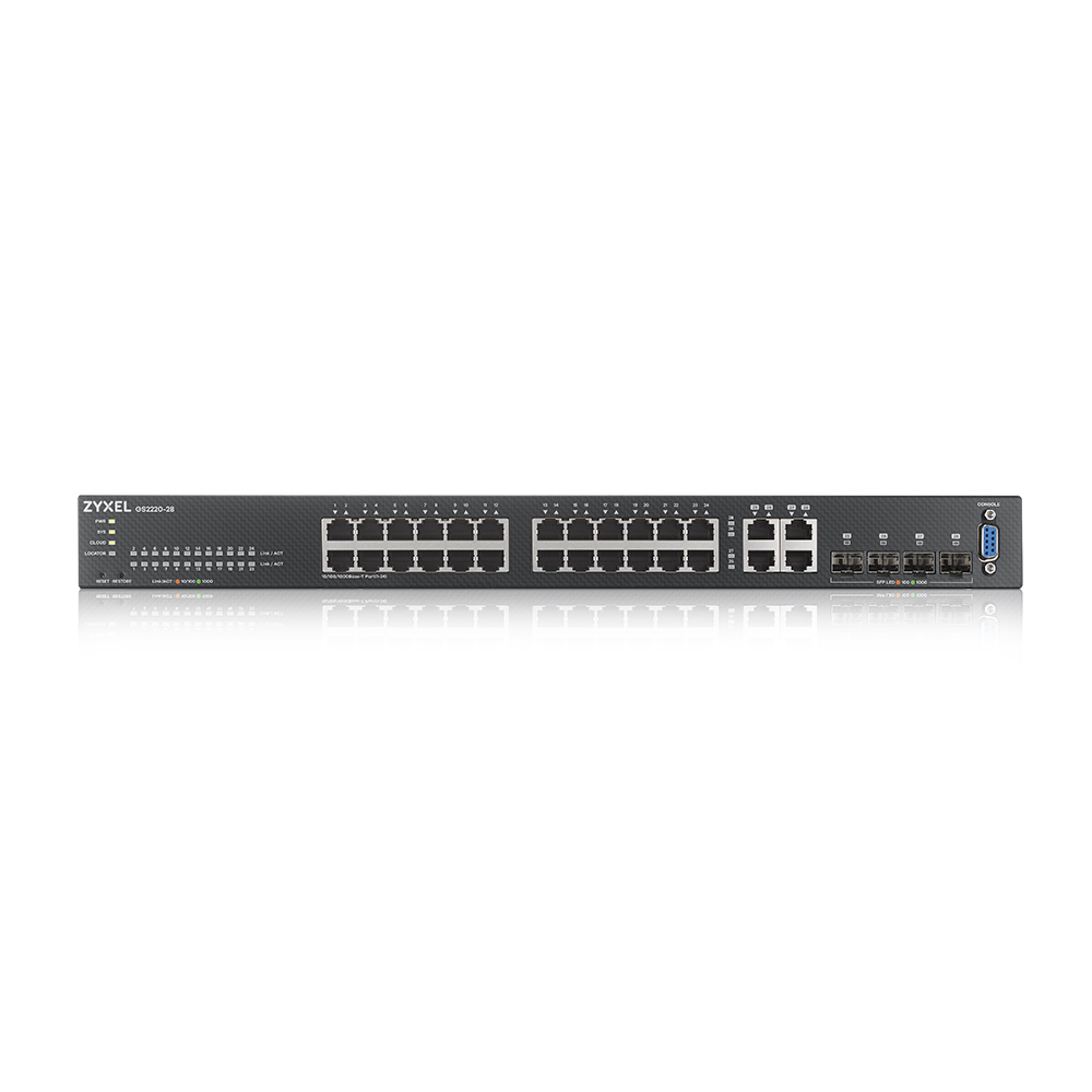 Коммутатор ZYXEL NebulaFlex Pro GS2220-28 Hybrid L2 Switch, rack 19 , 24xGE, 4xCombo (SFP / RJ-45), silent, standalone / cloud management