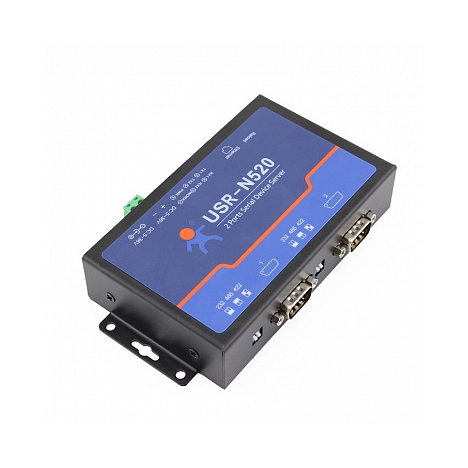 2-портовый конвертер интерфейсов RS232/RS422/RS485 в Ethernet TCP/IP, металл корпус