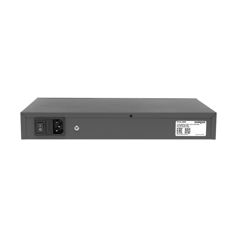 PoE инжектор стоечный неуправляемый PI-8-150R, 8x10/100/1000BASE-T PoE 802.3af&at, PoE бюджет 150Вт
