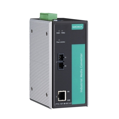 Медиаконвертер PTC-101-S-SC-HV 10/100BaseT(X) to 100BaseFX converter, single-mode, SC, 1 isolated power (88-300 VDC or 85-264 VAC)