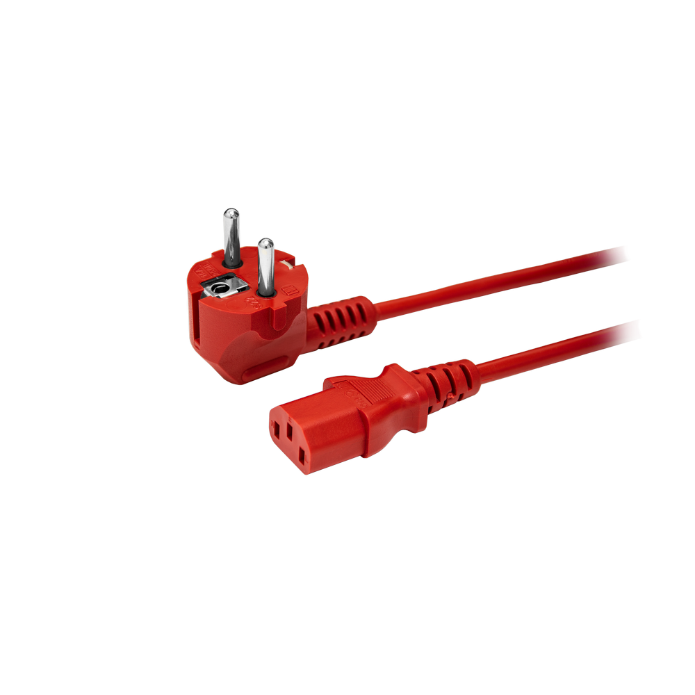 Кабель питания EU-Schuko/IEC320-C13, 220B, 10А, 1.8м, красный (для резервного питания)
