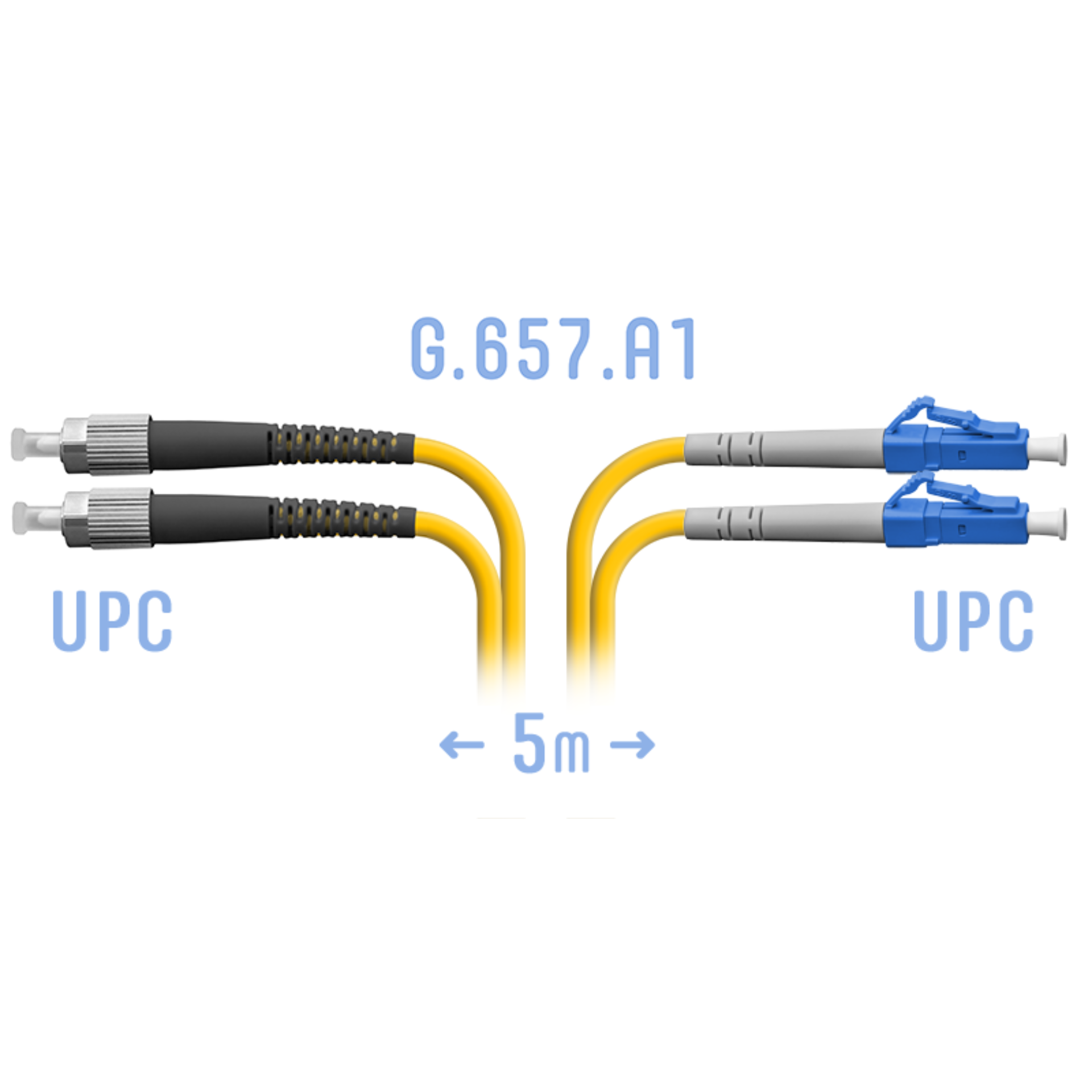 Патчкорд оптический LC/UPC-FC/UPC SM G.657.A1 Duplex 5 метров