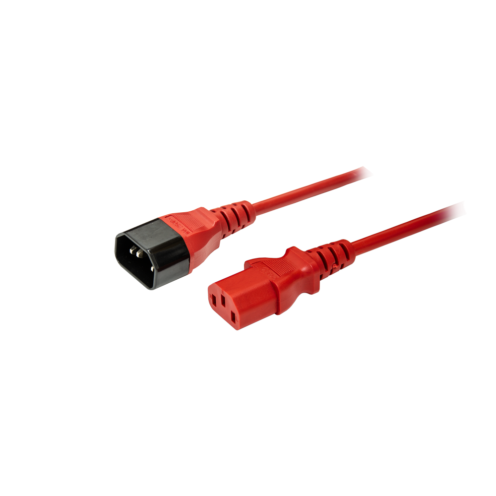 Кабель питания IEC320-C14/IEC320-C13, 220B, 10А, 1.8м, красный (для резервного питания)