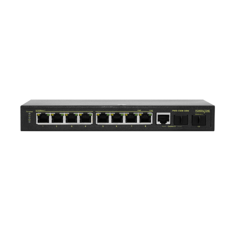 PoE коммутатор Web Smart PWS-CS08-120M,  8x10/100BASE-TX PoE 802.3af&at + 1xGb Combo + 1x1000BASE-X, внешний БП 125Вт (неполная комплектация)