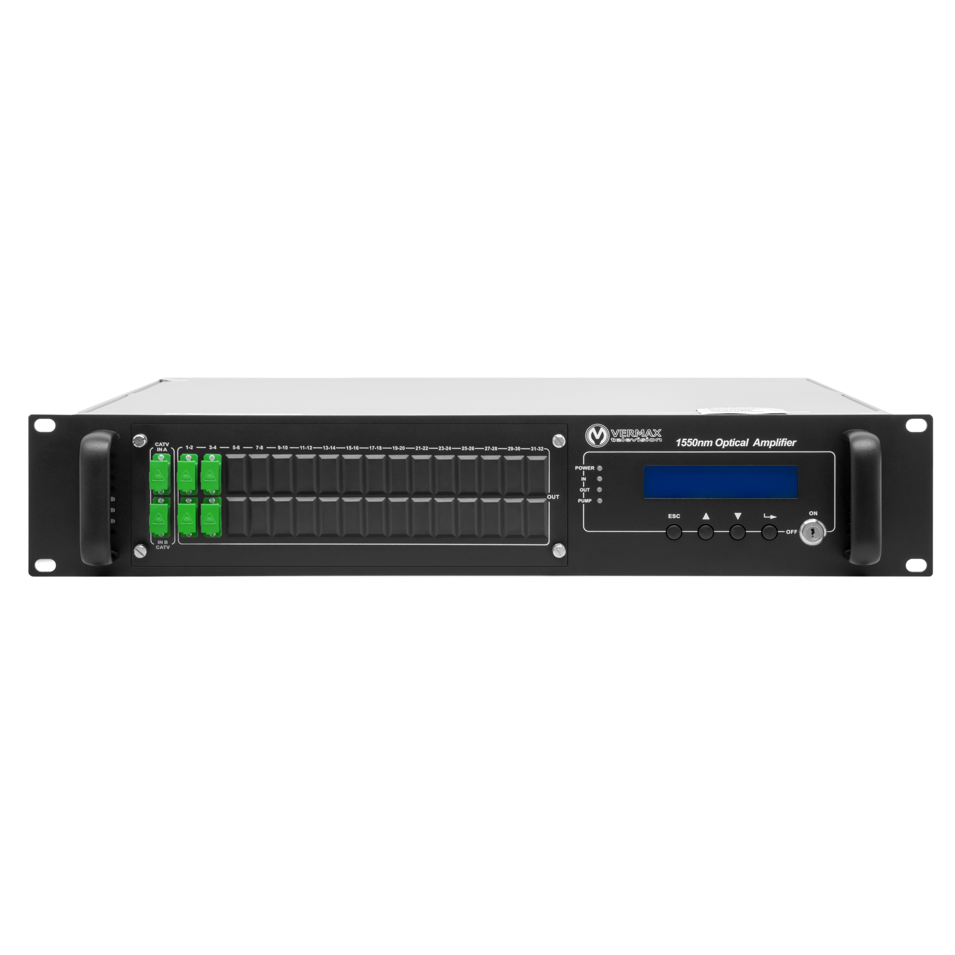 Оптический усилитель VERMAX для сетей КТВ, 2 входа, 4*24dBm выхода, WDM фильтр PON