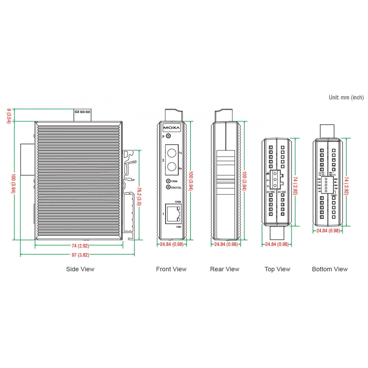 Медиаконвертер IMC-21-S-SC Ethernet 10/100BaseTX в 100BaseFX, одномод MOXA