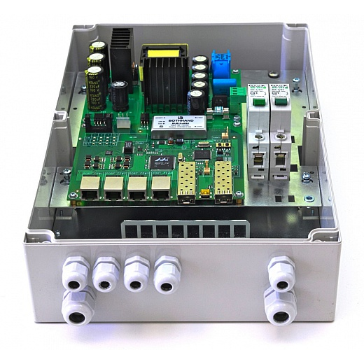 Уличный управляемый PoE коммутатор TFORTIS PSW-2G+ 4FE HiPoE +2 GB SFP порта, питание 220В, IP66