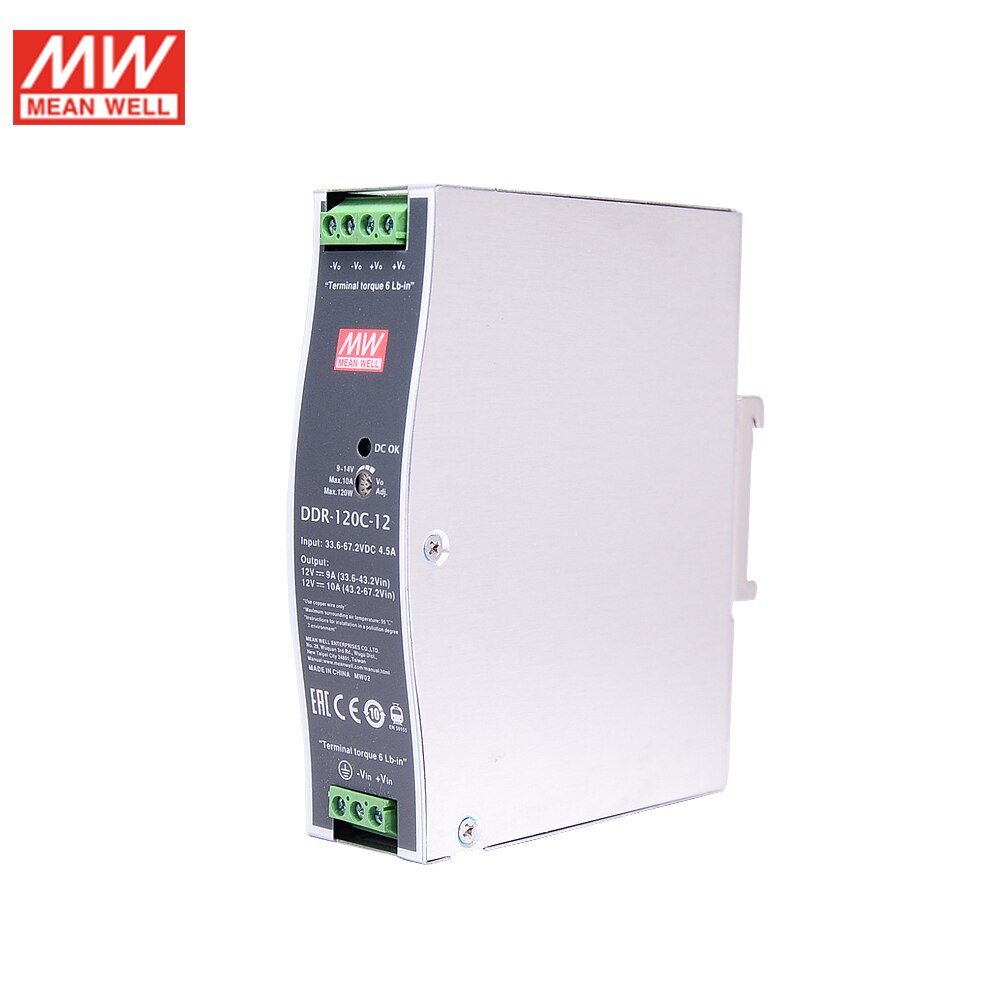 DDR-120C-12, DC/DC преобразователь, 120Вт, вход 33,6-67,2В, выход 12В/10А Mean Well