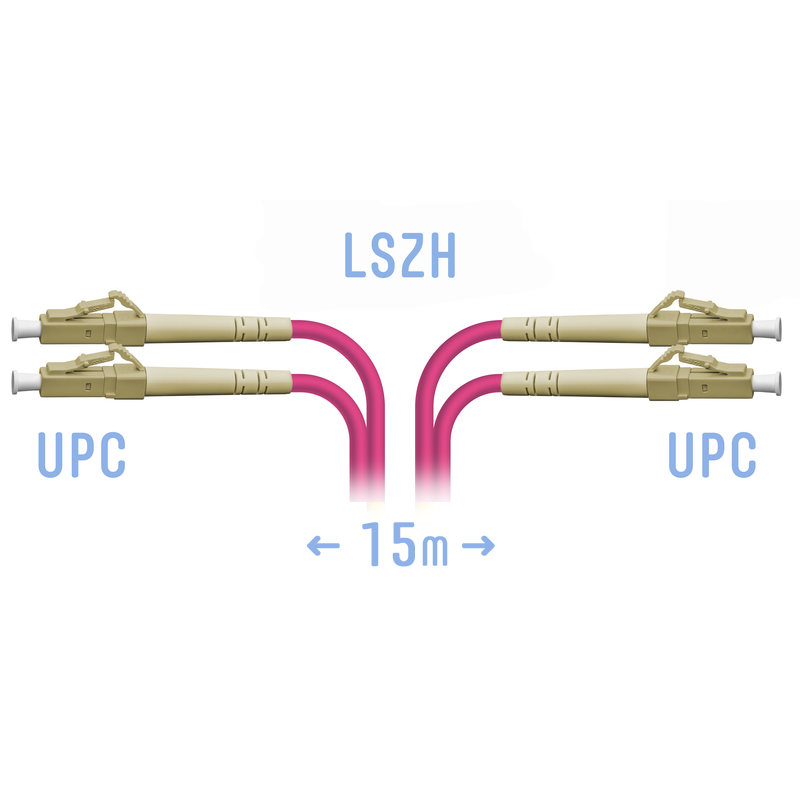 Патчкорд оптический LC/UPC-LC/UPC MM (OM4) Duplex 15 метров