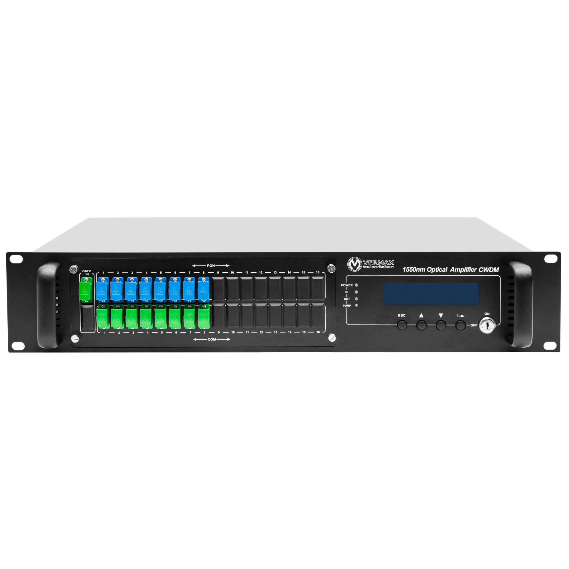 Оптический усилитель VERMAX для сетей КТВ, 16*20dBm, WDM фильтр PON
