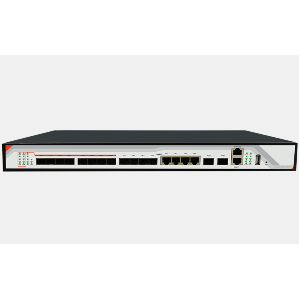 OLT C-DATA FD1608S с 8 портами GPON (SFP), 4 GE комбо-порта, 2 SFP+ порта, 2 БП АC