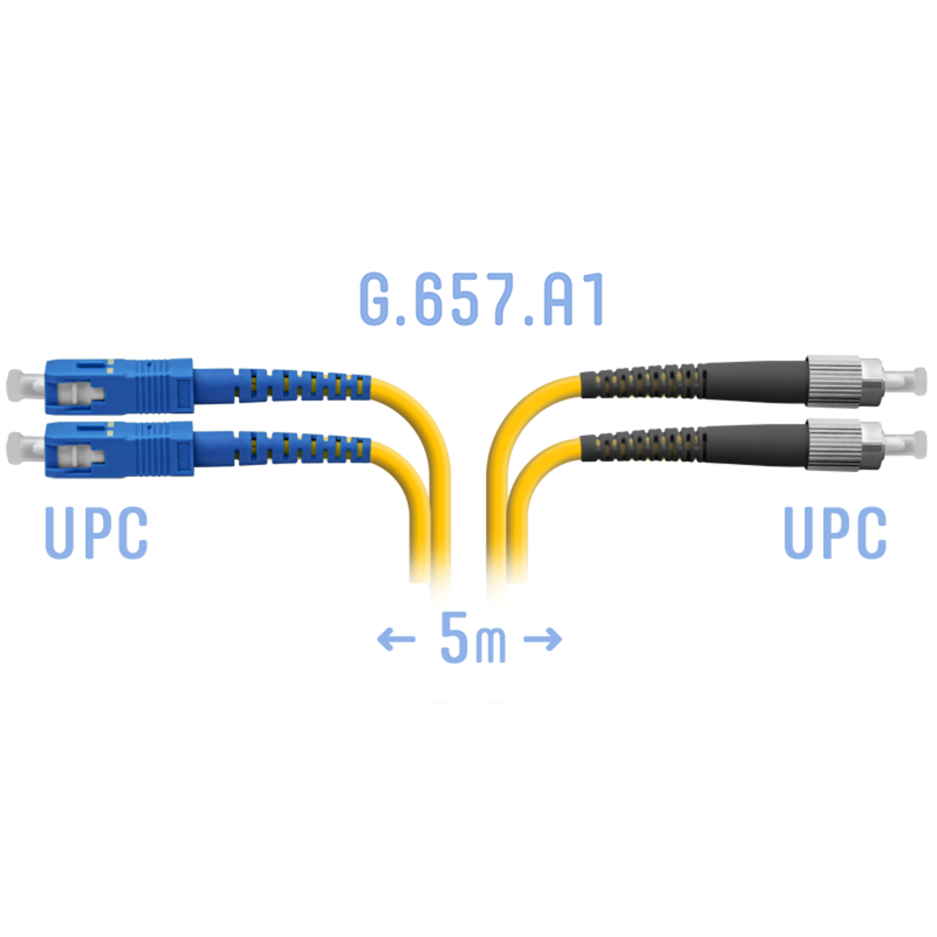 Патчкорд оптический FC/UPC-SC/UPC SM G.657.A1 Duplex 5 метров