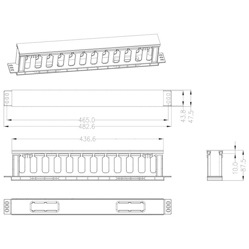 Кабельный органайзер пластиковый, 1U