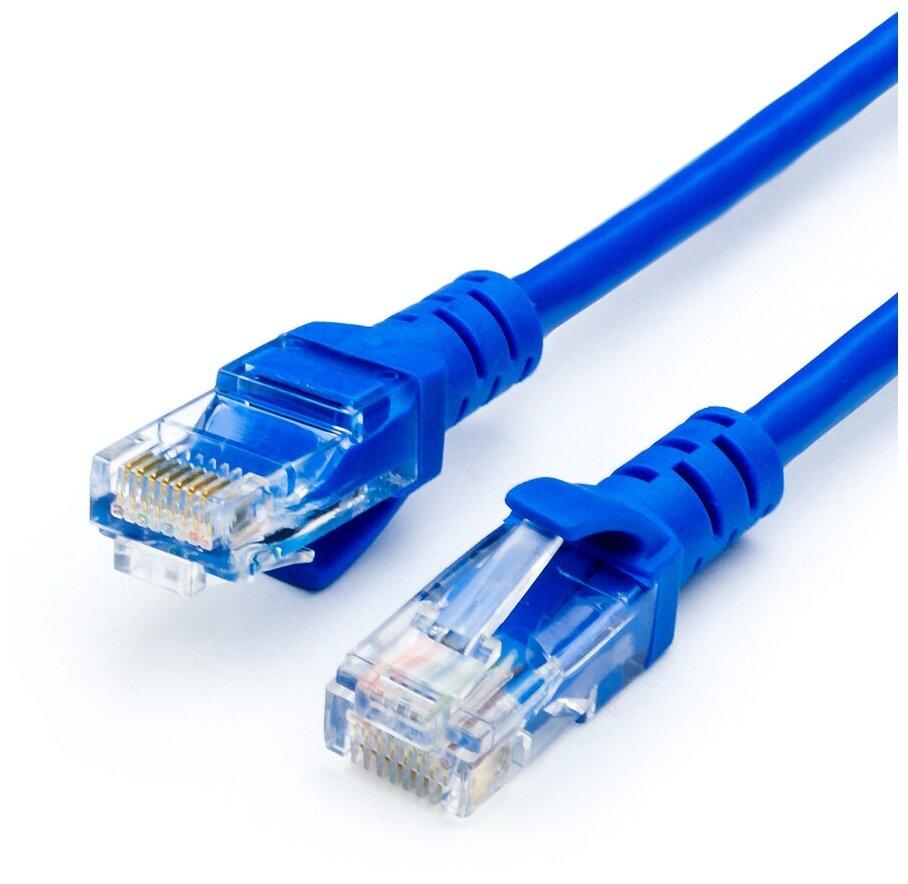 Патч-корд Technolink UTP4 cat 5е, 0,5м, ВС, LSZH, синий, литой коннектор 
