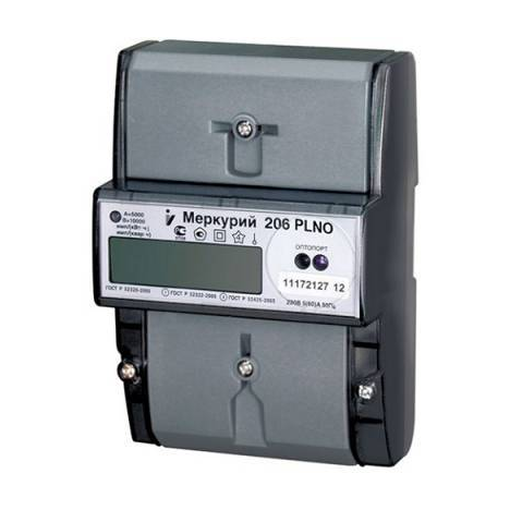 Счетчик Меркурий 206 RN 1ф 5-60А 1.0/2.0 класс точн. многотариф. оптопорт RS485 ЖКИ Моск. вр.