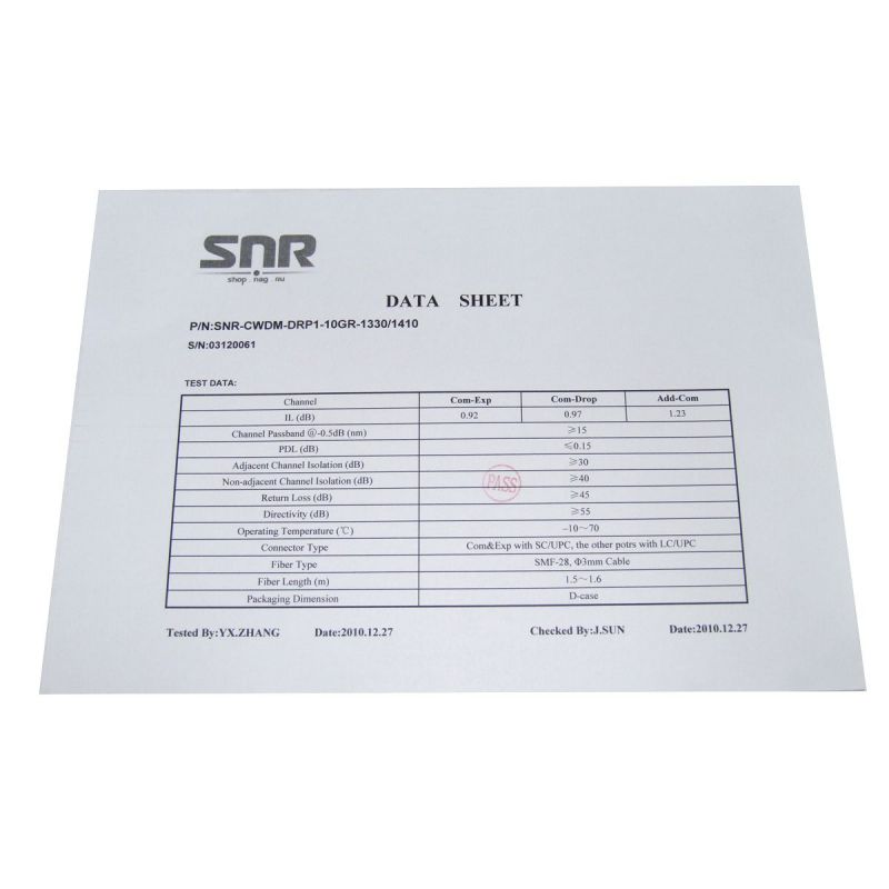 Модуль Add/Drop SNR-CWDM-10GR-OADM1-1330/1410