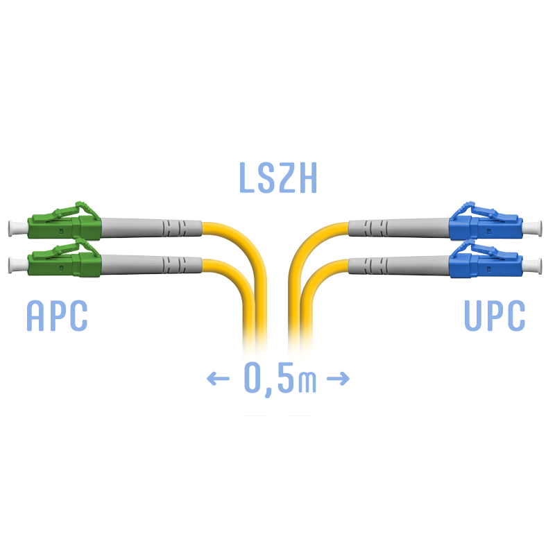 Патчкорд оптический LC/UPC-LC/APC SM Duplex 0,5 метра