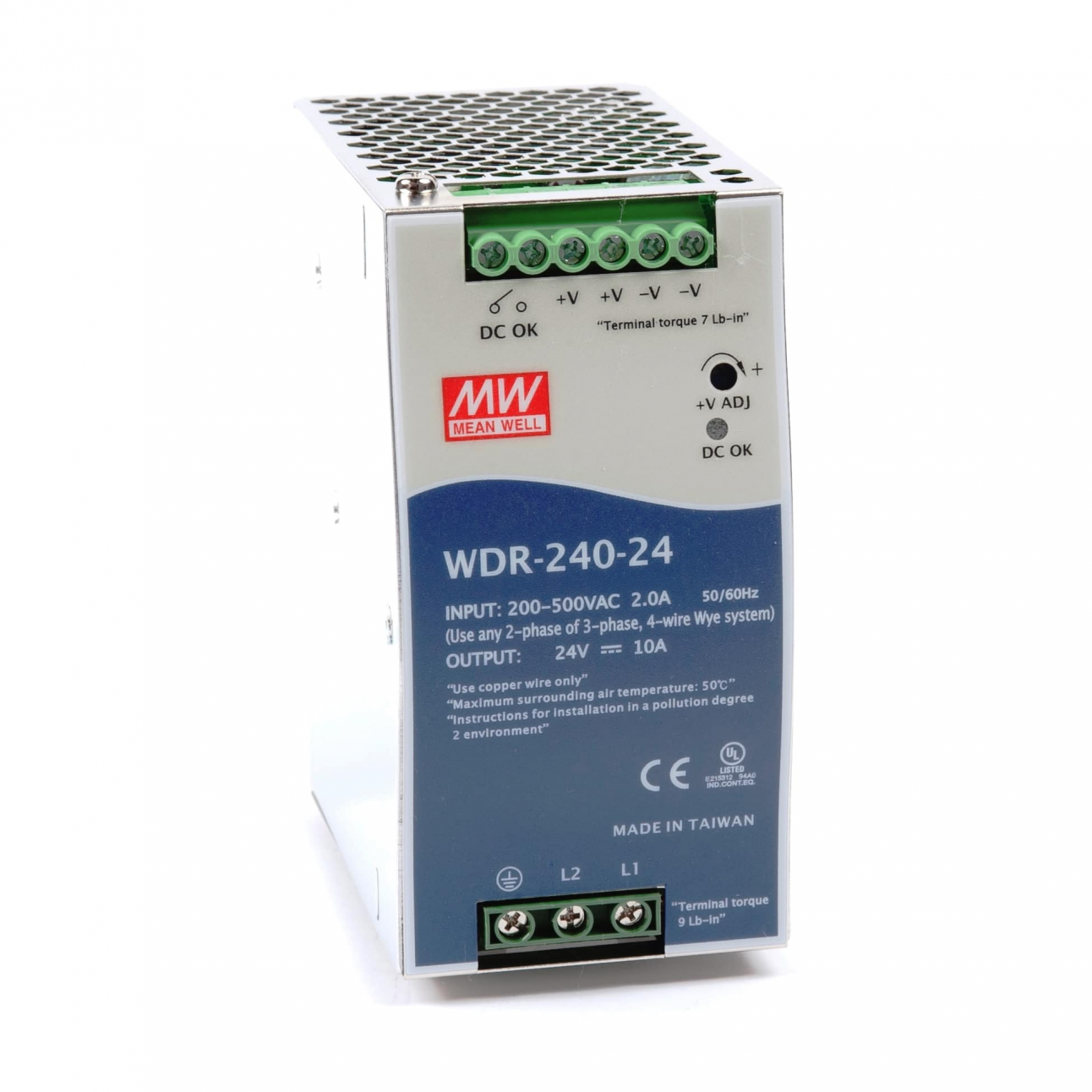 WDR-240-24 Блок питания на DIN-рейку, 24В, 10А, 240Вт Mean Well