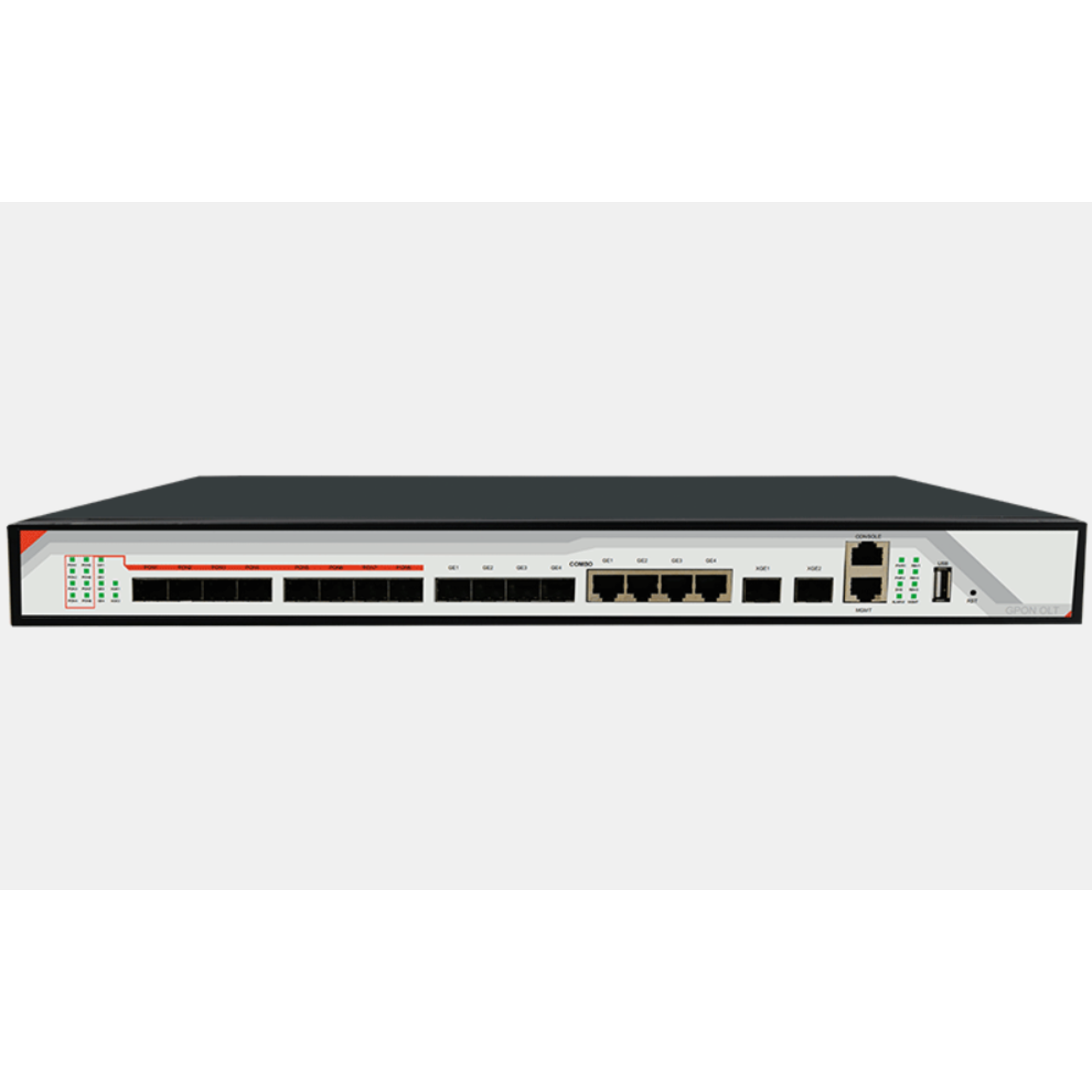 OLT C-DATA FD1608S с 8 портами GPON (SFP), 4 GE комбо-порта, 2 SFP+ порта, 2 БП АC
