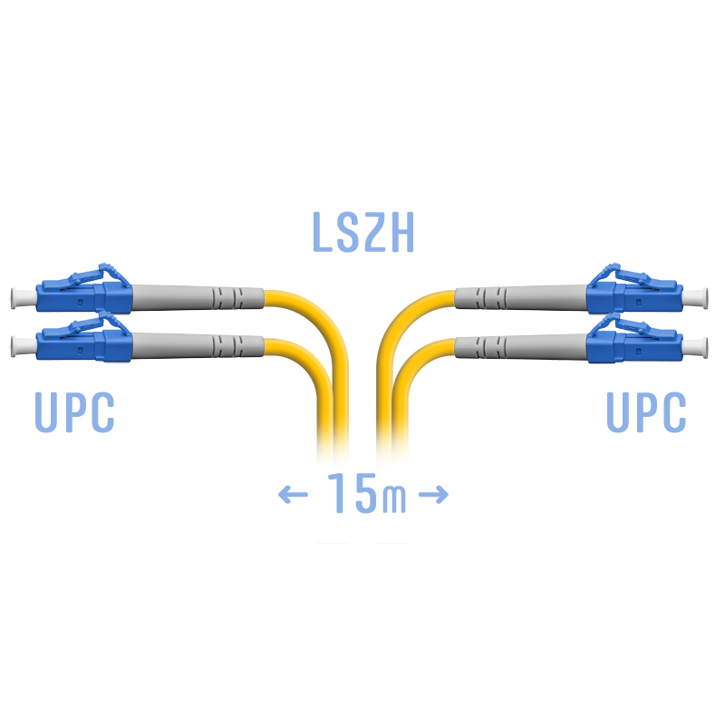 Патчкорд оптический LC/UPC SM Duplex  15 метров