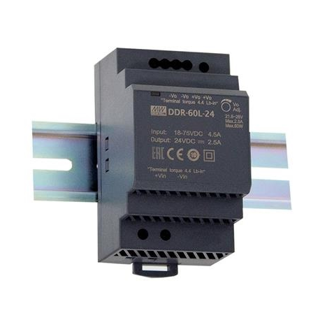 DDR-60L-24, DC/DC преобразователь, 60Вт, вход 18-75В,выход 24В/2.5А Mean Well