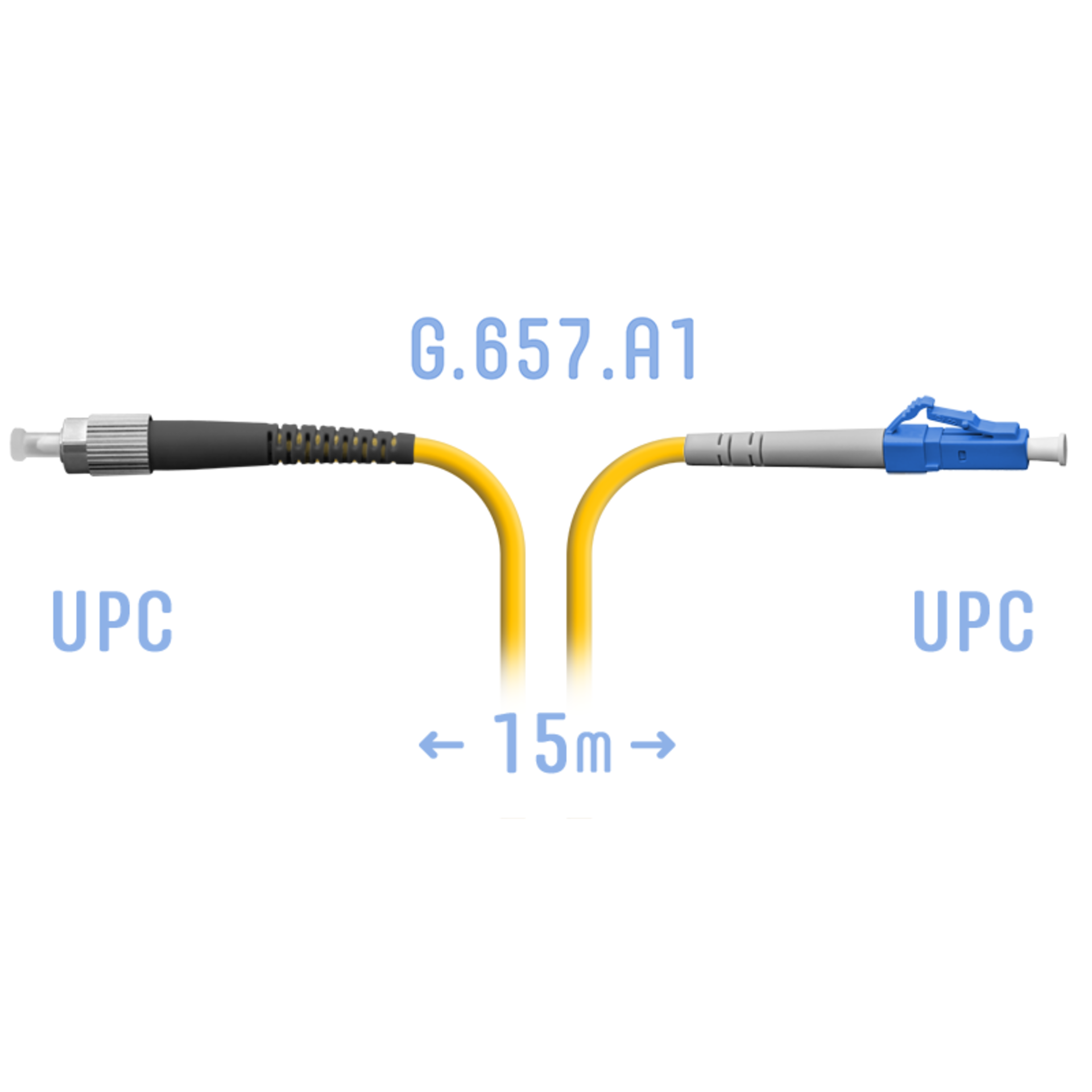 Патчкорд оптический LC/UPC-FC/UPC SM G.657.A1 15 метров