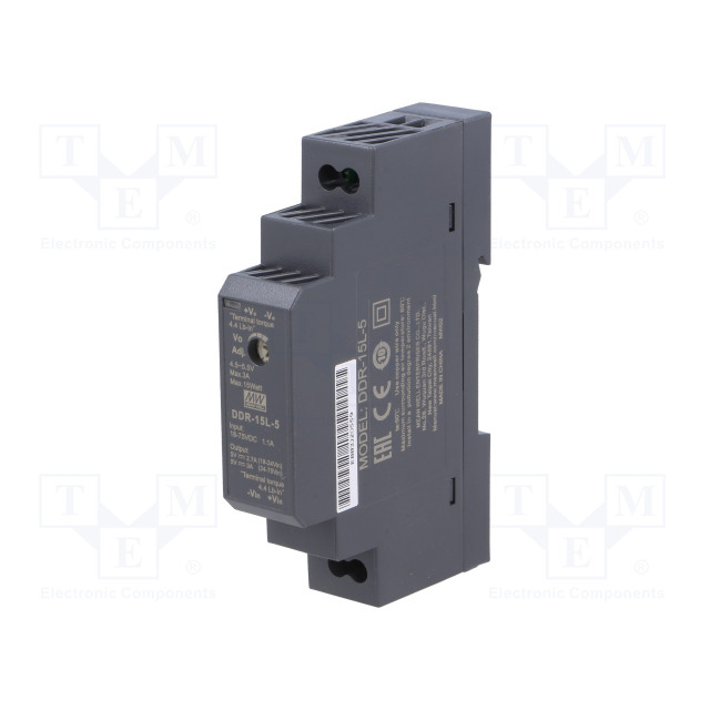 DDR-15L-5, DC/DC преобразователь, 15Вт, вход 18-75В, выход 5В/3А Mean Well