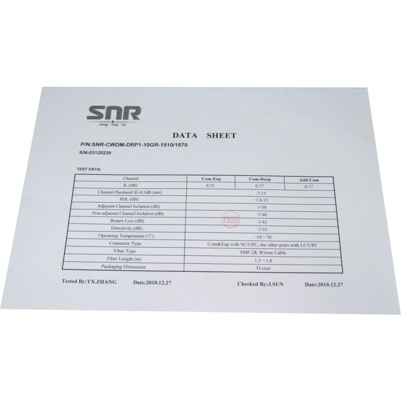 Модуль Add/Drop SNR-CWDM-10GR-OADM1-1510/1570