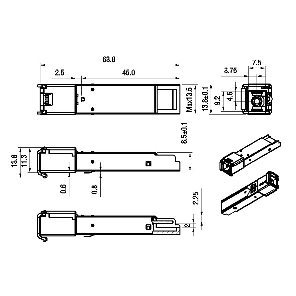 Модуль SFP 2.5G WDM, дальность до 20км (13dB), 1310нм