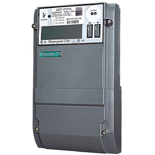 Счетчик Меркурий 234 ART-01 PO 3ф 5-60А 1.0/2.0 класс точн. многотариф. оптопорт RS485 ЖКИ физ. лица Екат. вр.