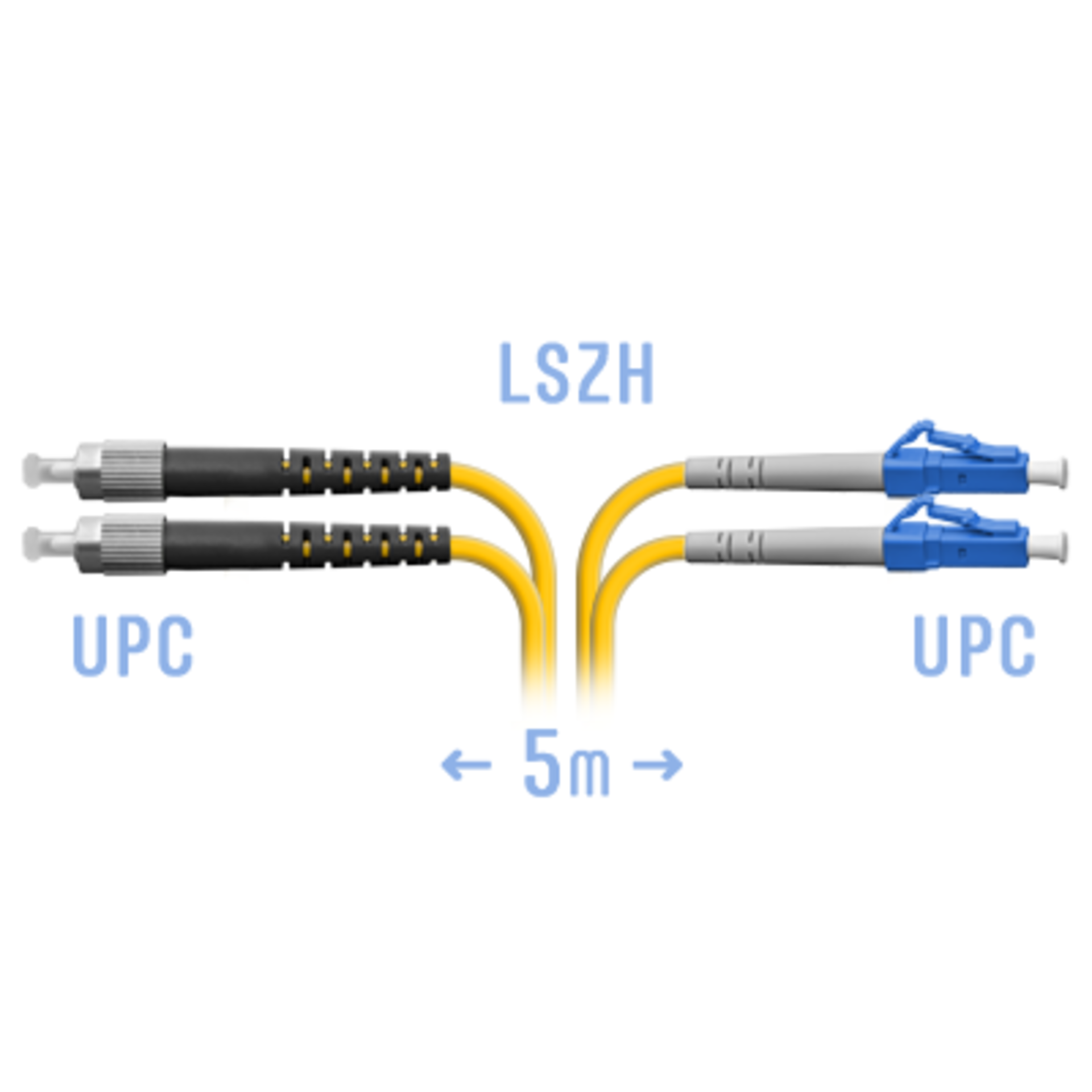 Патчкорд оптический LC/UPC-FC/UPC SM Duplex 5 метров
