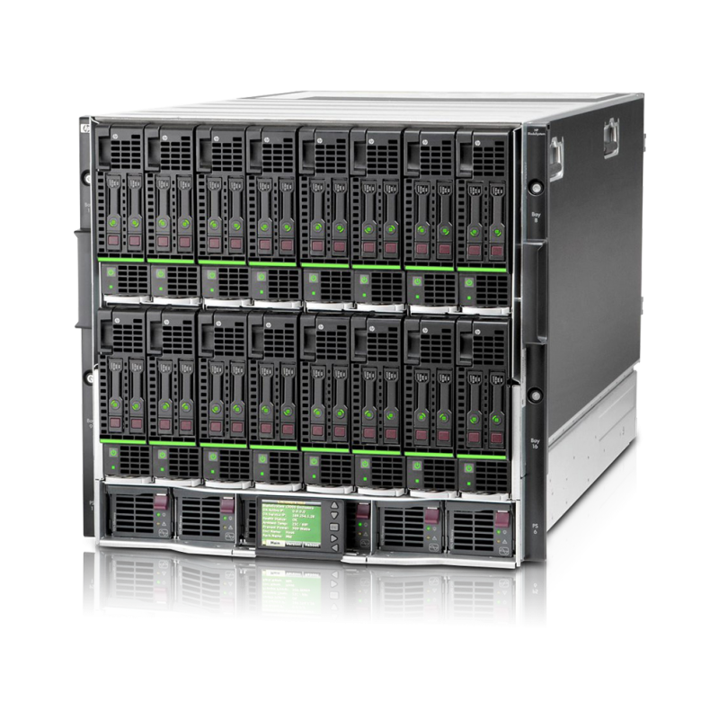 Блейд-система HP c7000, 8 блейд-серверов BL460c Gen8: 2 процессора Intel Xeon 8C E5-2660 2.20GHz, 48GB DRAM, 2x300GB SAS