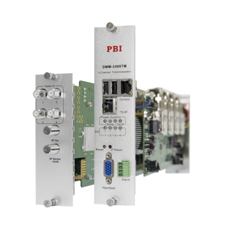 Модуль 4-тюнерного трансмодулятора QAM DMM-2410TM-30T2C (4 PLP DVB-T2  в 4 DVB-C) для цифровой ГС PBI DMM-1000