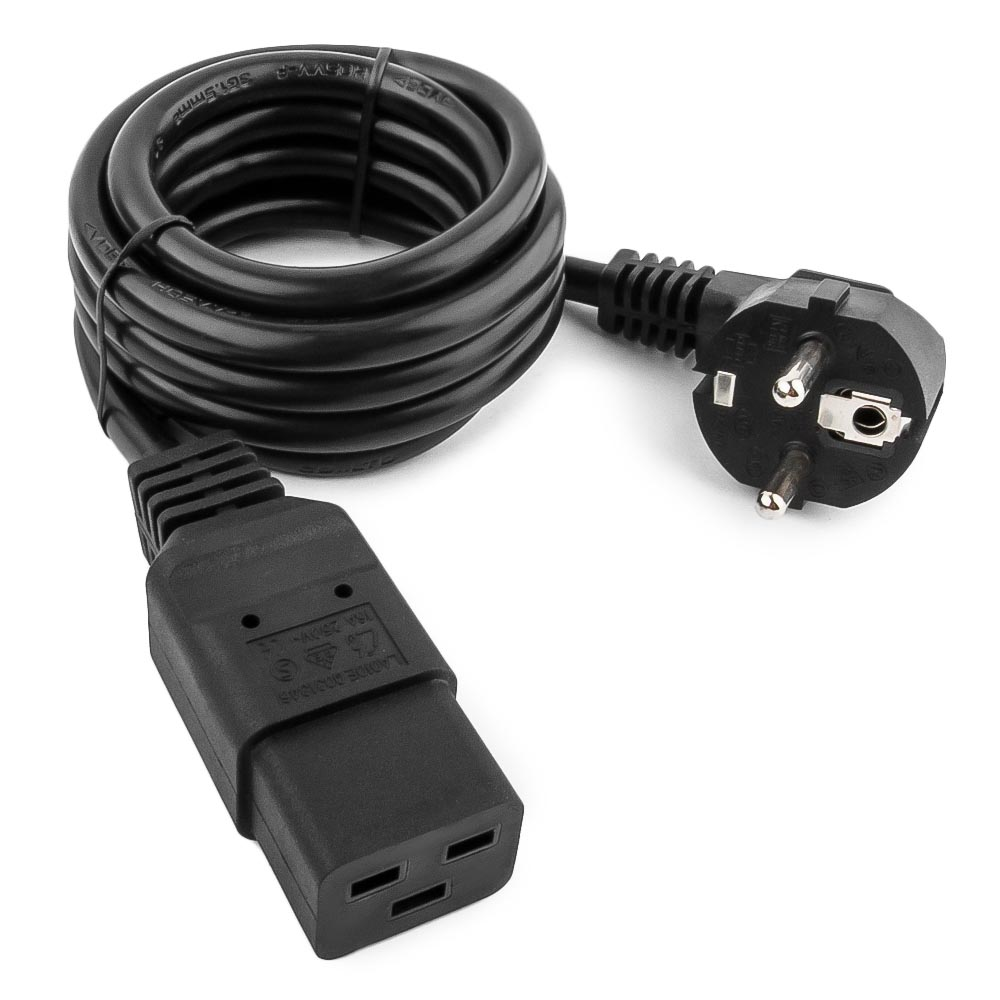 Кабель питания EU-Schuko/IEC320-C19, 220B, 16А, 1.8м