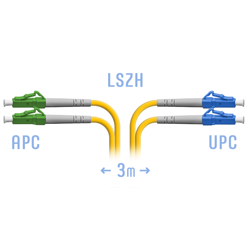 Патчкорд оптический LC/UPC-LC/APC SM Duplex 3метра