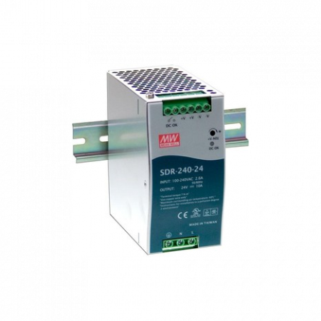 SDR-240-24 Мощный блок питания на DIN-рейку, 24В, 10А, 240Вт Mean Well