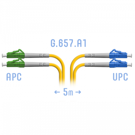 Патчкорд оптический LC/UPC-LC/APC SM G.657.A1 Duplex 5 метров