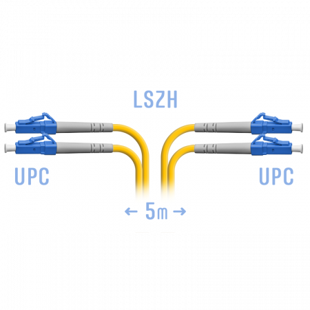 Патчкорд оптический LC/UPC SM Duplex  5 метров