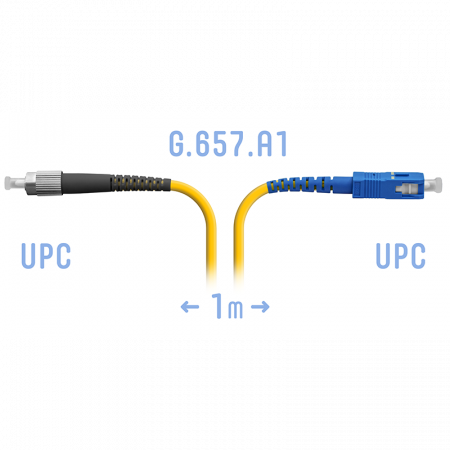 Патчкорд оптический SNR-PC-FC/UPC-SC/UPC-A SM 1 м, сверхгибкое волокно