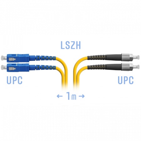 Патчкорд оптический FC/UPC-SC/UPC SM Duplex 1метр