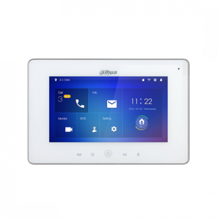 Монитор видеодомофона Wi-Fi Dahua DH-VTH5221DW 7 дюймов, 6 тревожных входов, поддержка PoE, поддержка SD карт