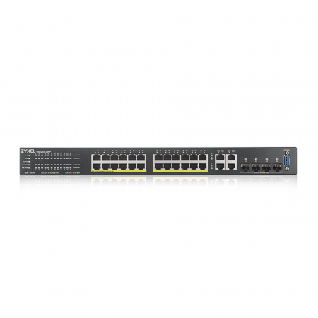 Коммутатор ZYXEL NebulaFlex Pro GS2220-28HP Hybrid L2 PoE+ switch , rack 19 , 24xGE PoE+, 4xCombo (SFP / RJ-45), budget 375 W, standalone / cloud man