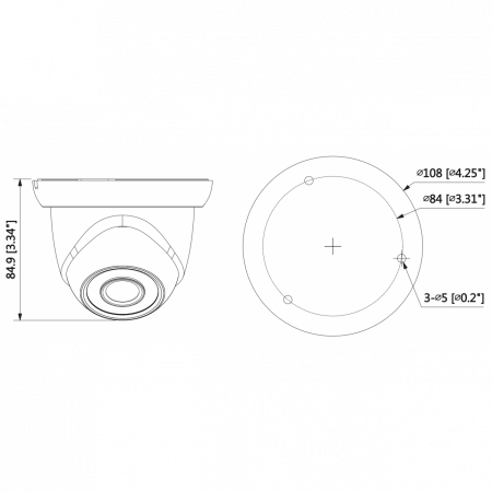 IP-камера видеонаблюдения купольная Dahua DH-IPC-HDW1220SP-0280B 1080p/D1/CIF (1~25 к/c), 0.1 лк / F2.0 (цвет), ИК до 30 м., DC12В/PОE; IP67