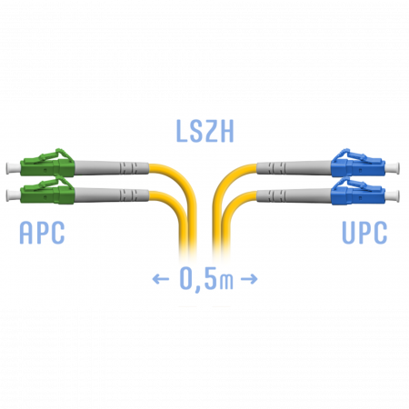 Патчкорд оптический LC/UPC-LC/APC SM Duplex 0,5 метра